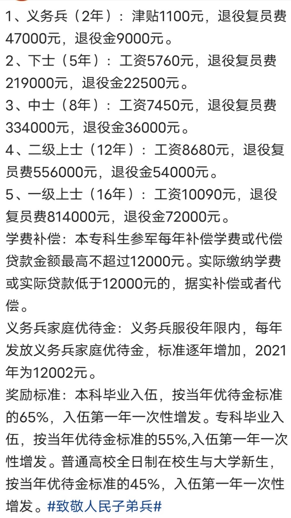 士兵退役待遇多少？-西秦会馆